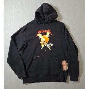Metallica Damage Inc Tour Black Graphic Hoodie Men's Medium Thrashed
